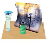 Vertical Curved Portable Fabric Tension Exhibition Display with Custom Graphic