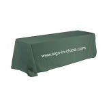 6ft(4) Full Length Sides Rectangular Table Throws with Custom Logo Imprint On Hunter Green