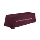 6ft(4) Full Length Sides Rectangular Table Throws with Custom Logo Imprint On Burgundy