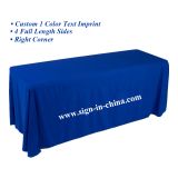 Standard 8ft Four Sides Rectangular Table Throws with Custom Logo Imprint On Royal Blue