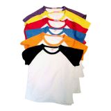 Blank Children's Raglan Combed Cotton T-Shirt with Colorful Sleeve for Personlized Heat Transfer Printing