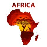 Animals and Sunset Land of Africa Map Vector Poster (Free Download Illustrations)
