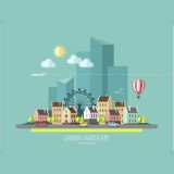 Urban Landscape Flat Vector Poster (Free Download Illustrations)