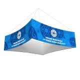 Curved Square Tension Fabric Hanging Sign Tradeshow Display with Graphic