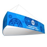 Curved Triangle Tension Fabric Hanging Sign Tradeshow Display With Graphic