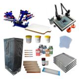4 Color Screen Printing Kit Drying Cabinet / UV Exposure / INK Adjustable Press