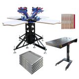 4 Color Screen Printing Press Kit Machine 4 Station Flash Dryer Stretched Frame