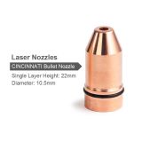 Bullet Laser Nozzle (Single Layer, Dia.10.5mm Hight 22mm) for CINCINNATI Lasermech Fiber Laser Cutting Head Welding Machine 1064nm