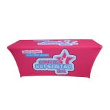 Professional High Quality Trade Show 6ft Spandex Stretch Table Throw with Custom Graphic