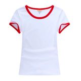 Screen Printing Blank Combed Cotton T-Shirt with Rim Colorful for Women,10pcs/pack