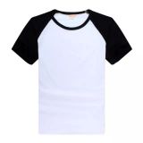 Screen Printing Blank Raglan Combed Cotton T-Shirt with Colorful Sleeve for Children,10pcs/pack