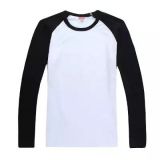 Screen Printing Blank Long Sleeve Combed Cotton T-Shirts with Colorful Sleeve for Children,10pcs/pack