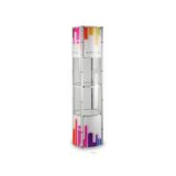 81" Round Portable Aluminum Spiral Tower Display Case with Shelves, Top Light and Custom Panels