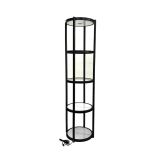 US Stock 81in Portable Round Twist Display Counter with Shelves, Top Light and Clear Magnetic Panels