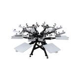 US Stock-CALCA Design High Precision Heavy Duty Rotary Manual 6 Color 6 Station Screen Printing Machine with Micro Registration