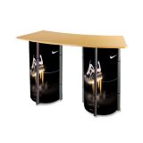 55.1" Round Portable Aluminum Spiral Tower Display Case Counter with Shelves and Custom Panels