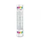 Custom Graphic 80.3"H Semi-Circle Portable Aluminum Spiral Tower Display Case with Shelves