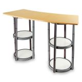 55.1"Round Portable Aluminum Spiral Tower Display Case Counter with Shelves and Clear Panels
