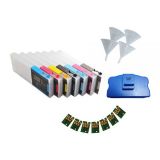Combo Epson Stylus Pro 7600 / 9600 Refill Ink Cartridges 7pcs / set, with 4 Funnels, 7 Chips and 1 Chip Resetter