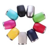 US Stock-4pcs 12oz Wine Tumbler Double Wall Stainless Steel Insulated Eggshell Cup with lid