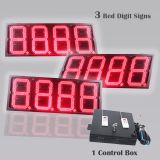 12 Inch Digits - LED Gas Sign Package - 3 Red 8888 Digital Price Gasoline LED SIGNS - Complete Package RF Remote Control