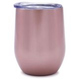 CALCA 2PCS 12oz Rose Gold Stainless Steel Red Wine Tumbler Mugs with Sublimation Coating and Direct Drinking Lid