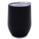 CALCA 6PCS 12oz Black Stainless Steel Red Wine Tumbler Mugs with Sublimation Coating and Direct Drinking Lid