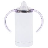 US Stock, CALCA 30 Pack 12 OZ Sublimation White Blank Kids Sippy Cups Tumbler with Two Handles, Double Wall SS Vacuum Insulated Baby Bottle Two Lids(Local Pick-Up)