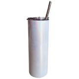 US Stock-CALCA 25 Pack 20 OZ Sublimation Glitter Tumbler Rainbow White Blanks Straight Tumbler Cups with Straw and Lid, Stainless Steel Coffee Tumbler Cups