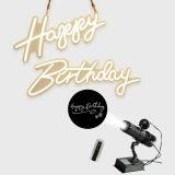 20W Indoor Black Remote Control LED Gobo Projector (with Happy Birthday Rotating Glass Gobos)+Happy Birthday Neon Sign