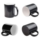 US Stock-CALCA 11oz Ceramic Color Changing Sublimation Coffee Mug Blanks, Magic Cup, Full Color Changing (Black)