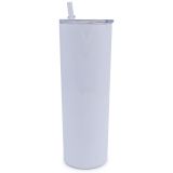 US Stock-CALCA 10pcs White 20oz Blank Skinny Tumblers Stainless Steel Insulated Double Wall Vacuum Travel Cup with Slider Lid
