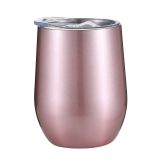 US Stock-CALCA 6pcs 12oz Rose Gold Tumbler Double Wall Stainless Steel Insulated Eggshell Cup with lid