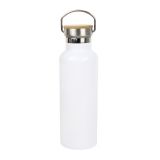 CALCA 10 Pack 17oz Sublimation White Stainless Steel Sport Bottle Blanks, Portable Vacuum Insulated Water Bottle with Bamboo-Lid, Powder Coated