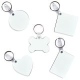 US Stock, CALCA 40pcs Sublimation Keychain Double Sided Blanks Bulk MDF DIY Heat Transfer White Keychain(Local Pick-Up)