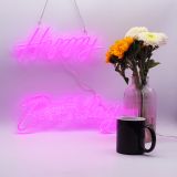 ES Stock, CALCA Happy Birthday Pink Integrative Neon Sign for Birthday Party Decoration Size-18X7.05 inches+13.3X6.2 inches