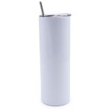 US Stock - CALCA 30oz Sublimation Blank White Skinny Tumbler Stainless Steel Insulated Water Bottle Double Wall Vacuum Travel Cup With Sealed Lid and Straw