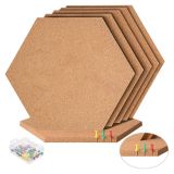 US Stock, Hexagon Cork Notice Boards 12 Pack DIY Corkboard Self-Adhesive, Display Message Notice Pin Board for Photo Hanging Home Decoration and Office Bulletin Boards, with 100PCS Push Pins