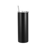 US Stock, CALCA 50 Pack 20 OZ Black Straight Tumbler Blanks, Double 304 Stainless Steel With Straw and Flip Lid, Personalized Tumbler Blanks For DIY Holiday Gift