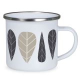 US Stock - 12oz Sublimation White Enamel Mug with Silver Rim