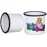 US Stock - 12oz Sublimation White Enamel Mug with Black Rim (Local Pick-Up)