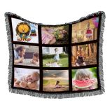 CALCA 30"x 40" Sublimation Blanks Personalized Flannel Fringe Blanket with 9 Printable Panels 10PCS