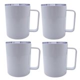 US Stock,25pcs CALCA 12OZ Sublimation Blank Stainless Steel Coffee Mugs Tumbler White Double Wall Vacuum Insulated with Handle and Sliding Lid