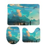 Sublimation Blank Foot Pad Bathroom Set Seats Three-piece Bathtub Mat
