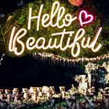 CALCA LED Neon Sign hello beautiful Sign USB 5VDC Size- 16.7X10inches