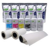 US Stock, CALCA 24in DTF Film Rolls Printing Starter Supply Pack (1L CMYK, 2L W Ink, 11 lbs Powder, 3 Rolls 24in DTF Film)
