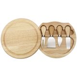 8.7" Wood Cheese Board and Knife Set, Swiveling Charcuterie Board for Housewarming Christmas Thanksgiving Party Birthday Wedding Gifts