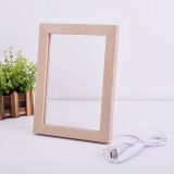 US Stock CALCA Wood Photo Frame 3D LED Photo Frame kit (Wooden photo frame + blank acrylic board) DIY gift, Wholesale