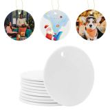 US Stock 100PCS 2.8in Round Sublimation Blanks Holiday Ornament with Strings Double-sided Sublimation Ceramic Ornament, Christmas Tree Hanging, Wedding New Year Hanging Dec