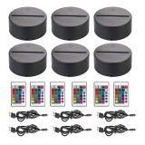 Spain Stock, CALCA 6sets/pack Lamp Base Touch Switch 3D Night Lamp Acrylic Plate Panel Holder + USB Cable+Remote 16 Colors Wholesale